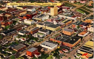 Airplane View Business District Corsicana Texas Linen Postcard D998 - Picture 1 of 2