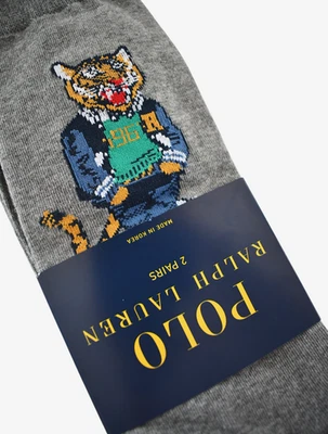 POLO RALPH LAUREN POLO TIGRE ALGODÓN Mezcla Hombre Calcetines 2 PARES Calcetines Talla 10-13 Foto 1 de 4