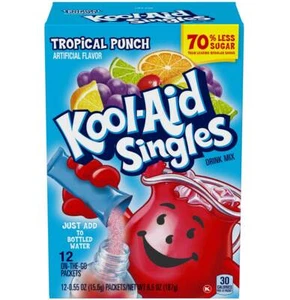 Kool Aid Singles Drink Mix Powder Packets Tropical Punch - 12 Ct - Pack of 6 - Picture 1 of 6