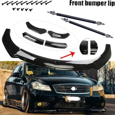 For Infiniti M35 M35h M37 M45 Car Front Bumper Lip Spoiler With /Strut Rods Foto 1 de 4