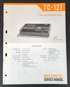 Sony TC-127 Cassette Tape Player Original Factory Service Guide Handbuch - Bild 1 von 3
