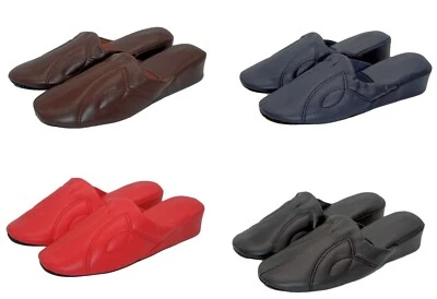 Womens Close Toe Soft Vinyl House Slippers Black Brown Navy Red 6 -11 - Image 1 of 2