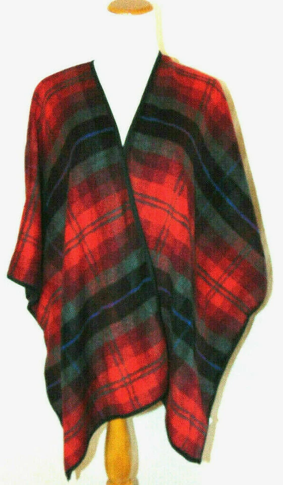 CHAQUETA PONCHO CHAL ABRIGO CAPA MULITi COLOR MEZCLA POLIÉSTER CAPA AZUL MARINO ANTIGUA ~ M/L Foto 1 de 4