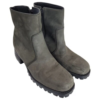 Botas vaqueras de motociclista Durango punta cuadrada para mujer cuero gris 10D tacón bloque cremallera Foto 1 de 4