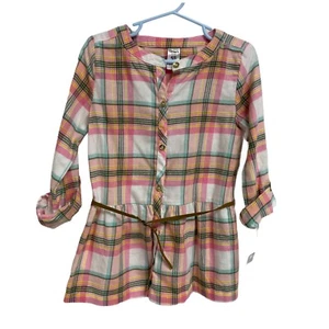 Carter's kid toddlers girls shirt plaid top pink button front size 4/5 - Picture 1 of 8