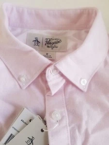 Munsingwear Penguin Short Sleeve Shirt Pink Spotted Size Medium - Picture 1 of 11