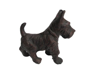 Rustic Cast Iron Small Scottie Scottish Terrier Dog Paperweight Brown Tone 4" T - Picture 1 of 6