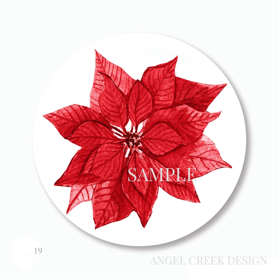 Selos envelope etiquetas adesivos flores de Natal vermelhas favores poinsétia - Imagem 1 de 1