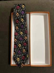 Ermenegildo Zegna Vintage schwarze Seidenkrawatte mit Blumenmuster ca. 58 Zoll x 3,75 Zoll - Bild 1 von 3