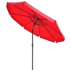 Red 9ft Garden Parasol Umbrella Patio Sunshade Aluminium Crank Tilt Canopy - Picture 1 of 6
