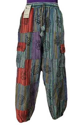 S-5XL Pantalones de Algodón Informales Ligeros Retazos Hippie Yoga Festival HT30 Foto 1 de 4