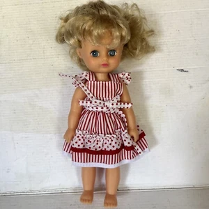 Vintage Cititoy Doll Blond Hair Blue Eyes Red White Dress 9" 1983 - Picture 1 of 7