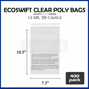 400 7.5x10.5 Self Seal Suffocation Warning Clear Poly Bags 1.5 mil Free Shipping - Picture 1 of 6