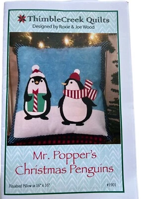 Quilt Pattern Mr. Popper’s Christmas Penguins Pillow 16 x 16 ThimbleCreek #1901 - Image 1 of 2