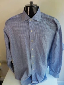 Camicia a quadri Brooks Brothers 1818 "regent" ls taglia 171/2-6/7 blu navy/bianco - Foto 1 di 4