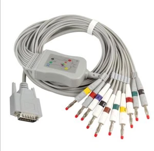 Cavo ECG 10 cavi ECG 15 pin per elettrocardiografo LE ECG1201 ECG601 ECG301 - Foto 1 di 4