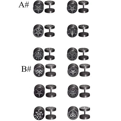 Pendientes de tapones tramposos calibre falso baphomet pentagrama vikingo 12 un. para hombres mujeres Foto 1 de 4