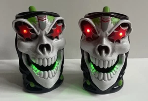 (2) Monster Jam Grave Digger Monster Truck 6" Plastic Light-Up Mugs Reaper Skull - Picture 1 of 8