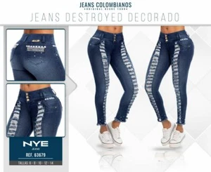 NYE JEANS COLOMBIANOS COLOMBIAN PUSH UP BLAU LEVANTA COLA BUTT LIFT 3 & 5 - Bild 1 von 3