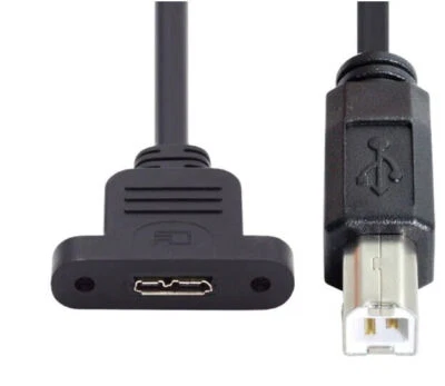Type-B USB 2.0 Male to Micro 3.0 Type-B Female Screw Mount Extension Cable 0.5m - Image 1 of 4