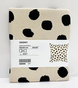 Ikea ODDNY Pillow Cushion Cover 20" x 20" Off-White/Black Polka Dot Pattern NEW - Picture 1 of 3