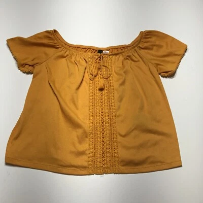 Туника топ разделенная H&M женская размер M вышитая передняя кисточка с плеча - Изображение 1 из 4