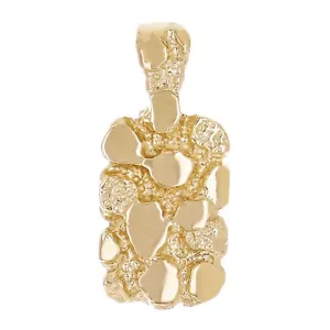 10k Gelbgold Massiv Rechteck Nugget Charm Anhänger 23x10,7 mm 3,5 Gramm - Bild 1 von 5