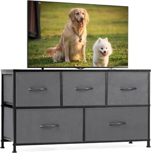 5-Drawer Dresser Fabric Storage Tower Bedroom TV Tall Chest Organizer Fabric Bin - Picture 1 of 13