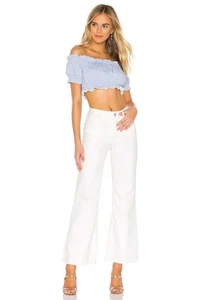 Free People High Rise Straight Flare Jeans Gr. 29 weiß 100% Baumwolle ausgefranst - Bild 1 von 11