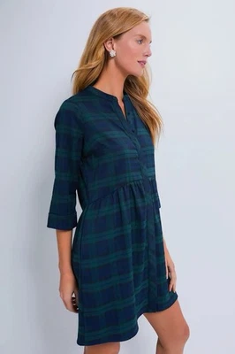 NEW Tuckernuck Women's Small  Blackwatch Royal Blue Green Shirt Dress Holiday  - Image 1 of 4