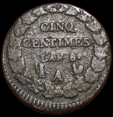 5 Centimes An 8 A - Photo 1/2