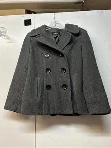 Style & Co Damen Small Pea Mantel grau Wollmischung zweireihig ruhig Luxus - Bild 1 von 4