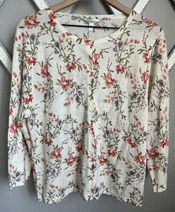 Suéter Cárdigan Suéter Garnet Hill Para Mujer XL Floral Ligero Lana Merino *LEER* - Imagen 1 de 8