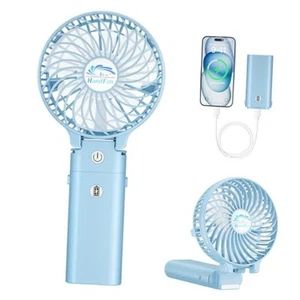 5200mAh Hand Held Fan Rechargeable, 5-20 Working Hours Personal Fans, 3 Blue - Picture 1 of 7