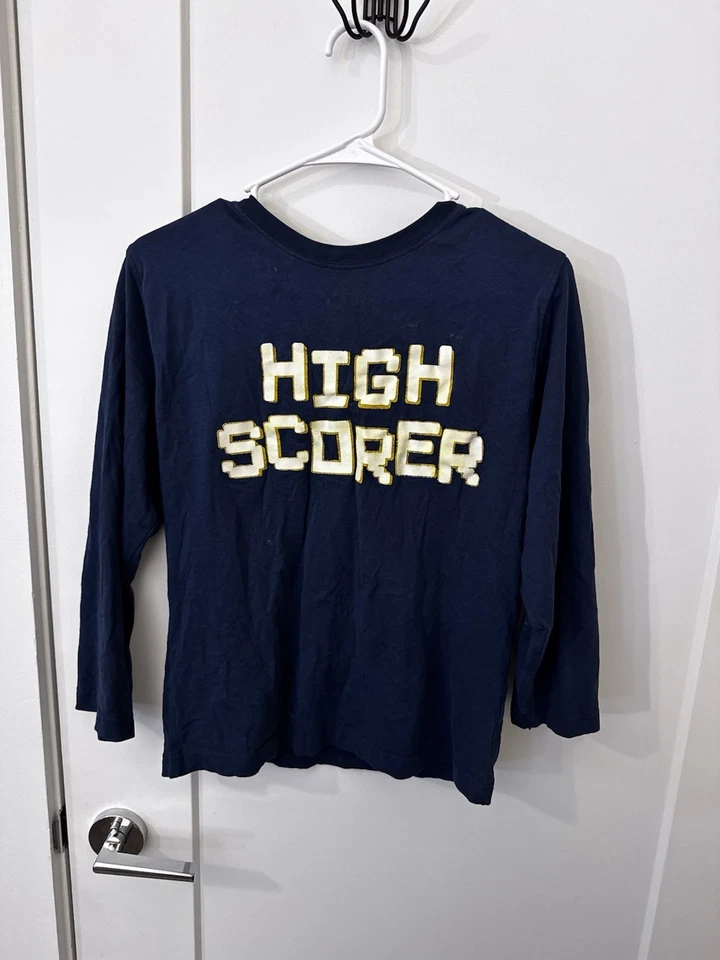 Crazy 8 Boys L (10-12) Blue Navy Long Sleeve Graphic Tee High Score Gamer Top - Image 1 of 4
