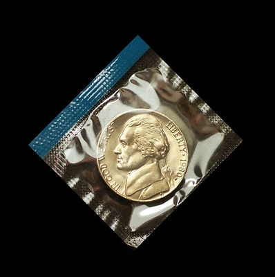 1980 P Jefferson Nickel  ~ Uncirculated Coin in the Original Mint Cello  - Image 1 of 2