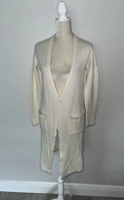 Suéter Cárdigan Tejido Plumero Lana Cachemira Botón Manga Larga Qi Marfil Crema S Foto 1 de 4