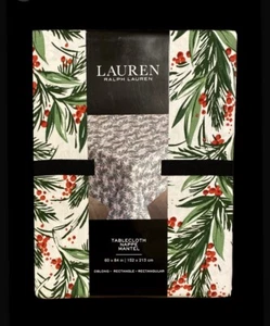 Ralph Lauren Tablecloth 60” x 84” Red Green White Christmas Holiday Floral NEW - Picture 1 of 4