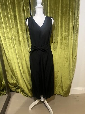 Vestido Derek Lam 10 Crosby Negro Midi Línea A Lino Viscosa Negro 8 Foto 1 de 4