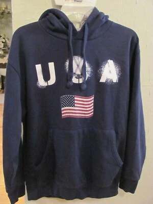 SUDADERA CON CAPUCHA PATRIÓTICA BANDERA DE ESTADOS UNIDOS AZUL OSCURO SIMPLE PARA DEPORTES PARA HOMBRES Foto 1 de 2