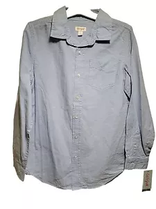 New Cat & Jack Boys Size L 12/14 Blue Long Sleeve Button Down Shirt NWT - Picture 1 of 9