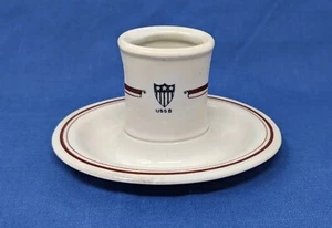 1924 U.S. Shipping Board China Ashtray w/ Matchbox Holder as Used on LEVIATHAN - Picture 1 of 7