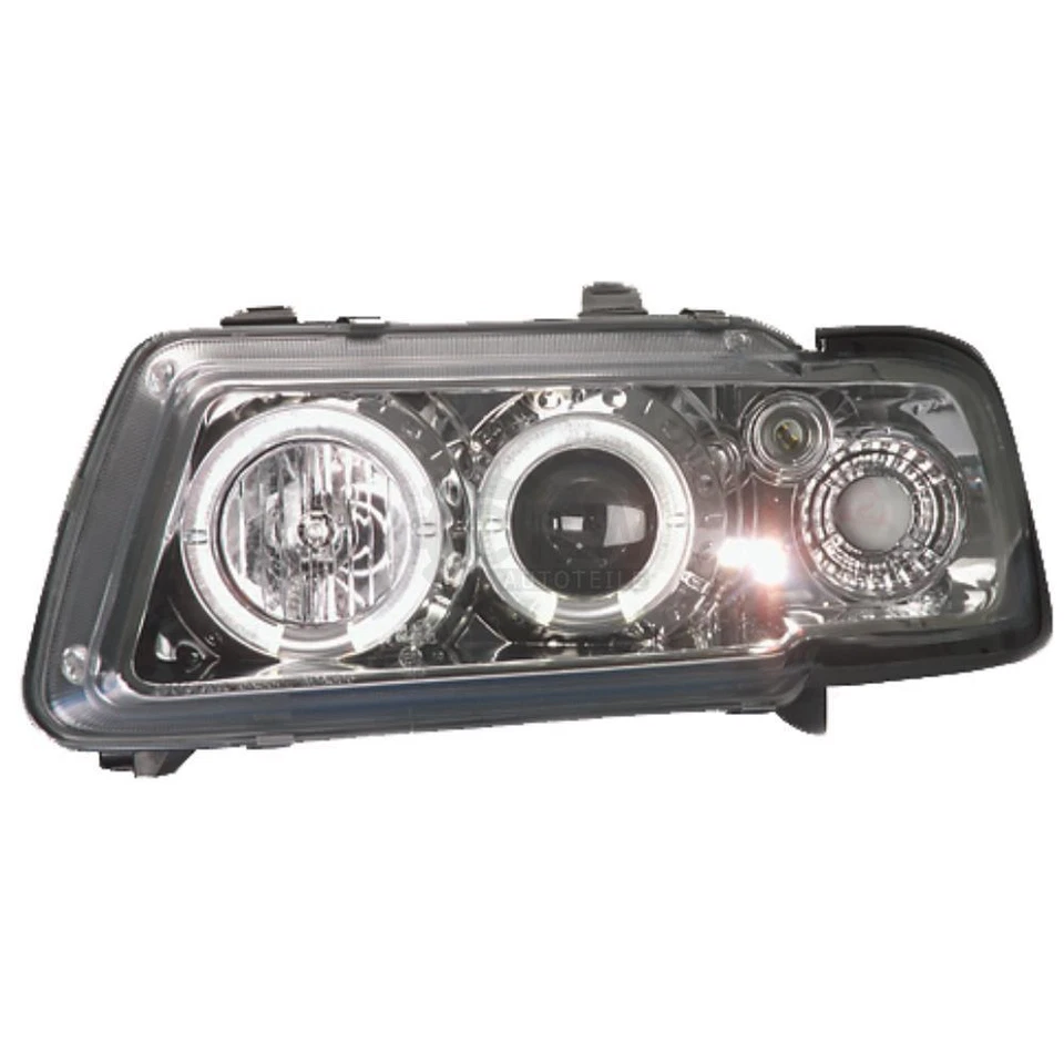 Set Fanali per Audi A3 8L Anno Fab. 96-00 Angel Eyes Chiaro Cromo Anelli Fari - Immagine 1 di 1
