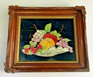 VINTAGE gerahmtes irisierendes Obst Füllhorn Wandbild Deko Rahmen Mid Century - Bild 1 von 4