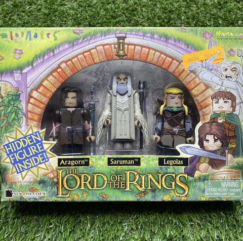 Minimates Lord of the Rings Aragorn Saruman Legolas Hidden Figure 2004 3 Pk NEW Cover