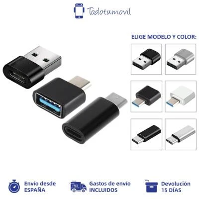 TODOTUMOVIL Adaptador de Cable OTG Elige modelo Usb 3,0 A Usb 3,1 tipo C Adaptador 8 pines a