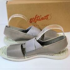 Softinos FLY London Sandals Womens 40 9.5 Slip-On Leather Flat Sling Back Taupe 