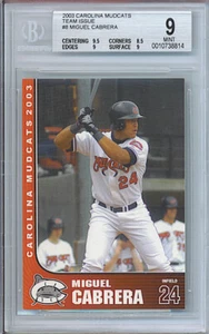 2003 Carolina Mudcats Team Issue #8 MIGUEL CABRERA BGS MINT 9  9.5 Centering! - Picture 1 of 3