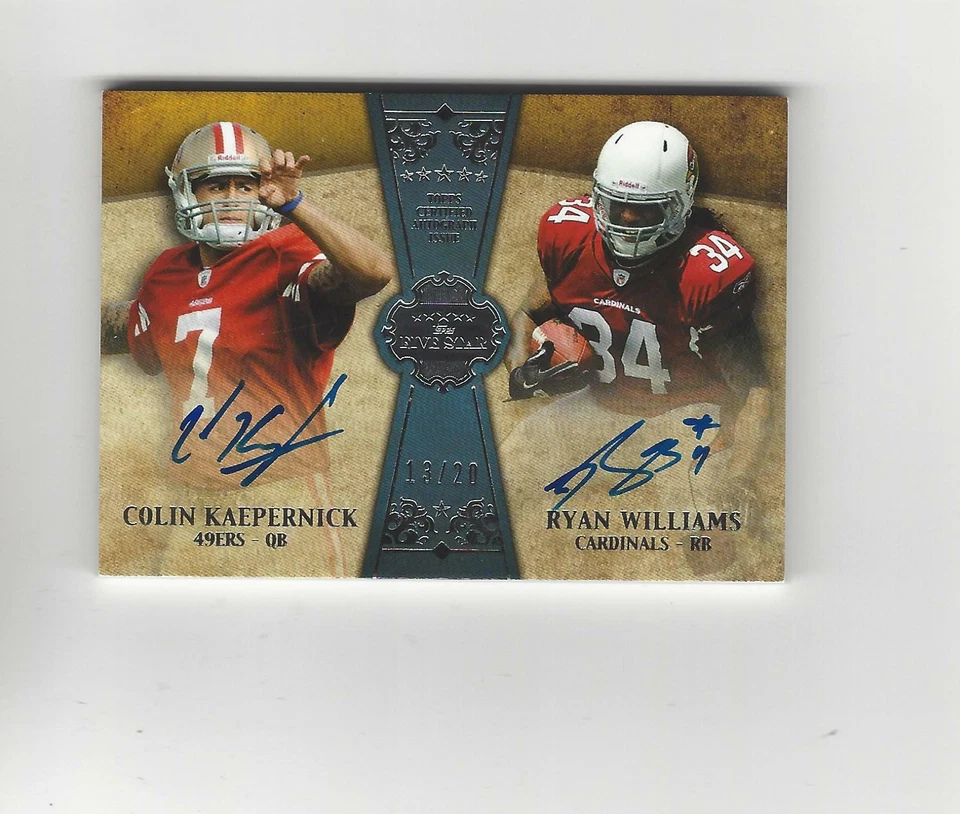 2011 Topps Five Star Football Colin Kaepernick/Ryan Williams RC #13/20 - Image 1 of 1