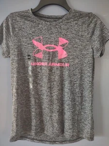 New UNDER ARMOUR heatgear Youth Girls L charcoal gray athletic shirt NWT - Picture 1 of 6